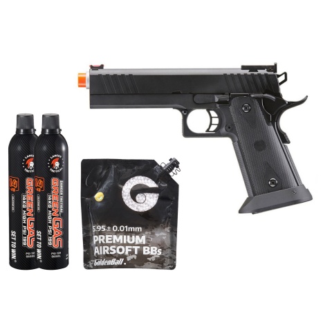 Army Armament R609 Hi-Capa Gas Blowback Airsoft Pistol - Green Gas Combo - (Black)