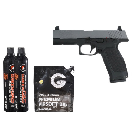 Kizuna Works MKW Full Sized Gas Blowback Airsoft Pistol - Green Gas Combo - (Metal/Cerakote Gray)
