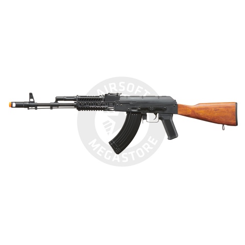 Lancer Tactical AK-Series AK-74M AEG Airsoft Rifle w/ Flash Hider ACW-272 Gas Tube Cover, ACW-273 Handguard, Wood Stock & SG-11B Mag - (Black)